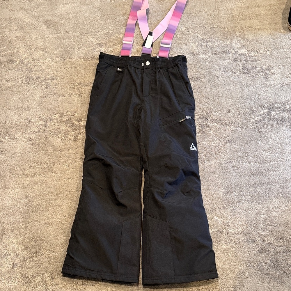 GERRY Kids Black Snow Pants with Pink Suspenders